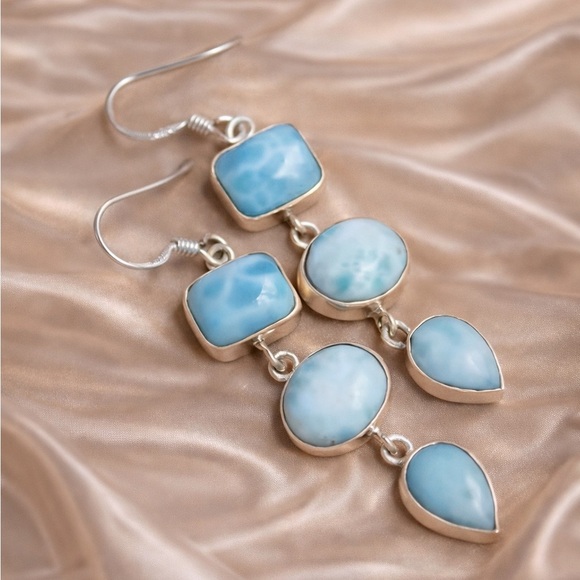 Anthropologie Jewelry - Vintage Blue Stone Dangle Earrings